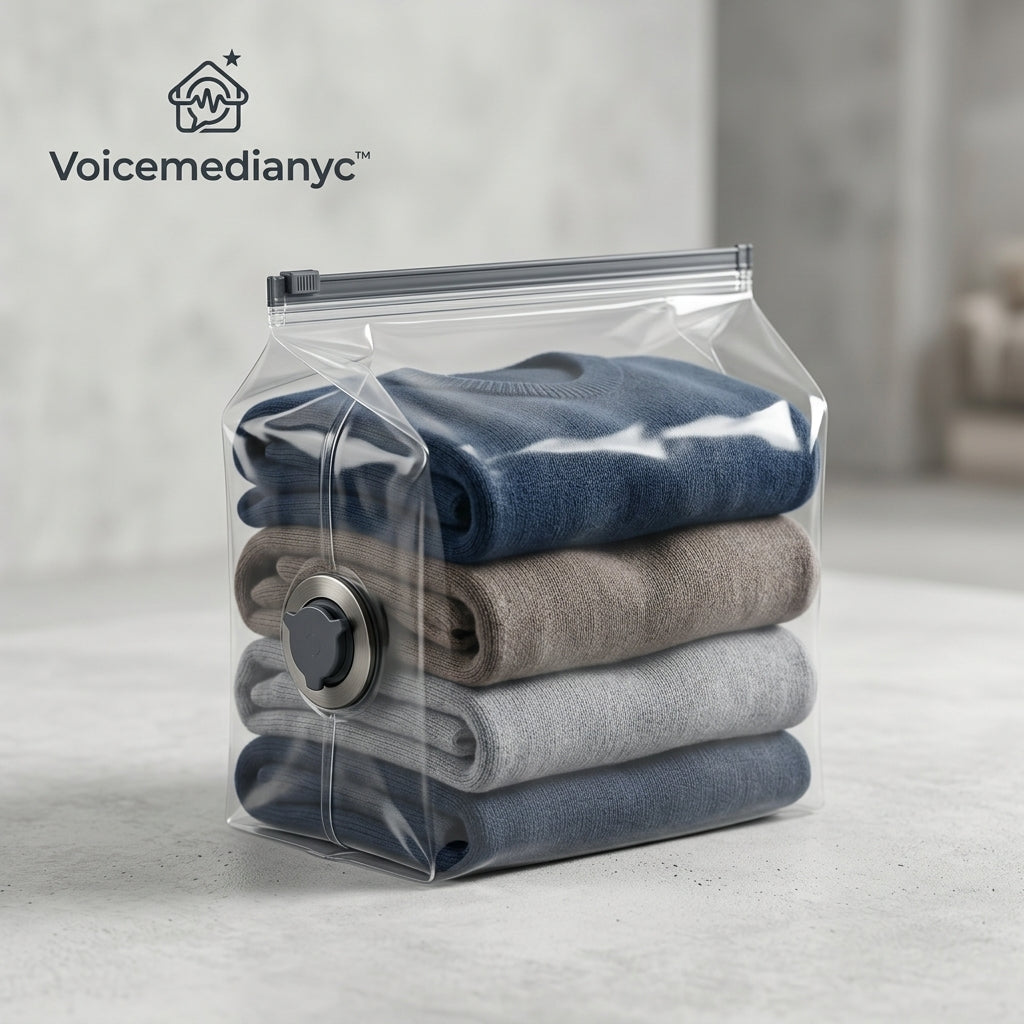 Voicemedianyc™ ClearFold Compression Storage Bag